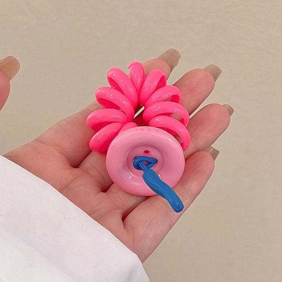 귀여운 단추 스프링 전화선 머리끈 꼬임 헤어 고무줄