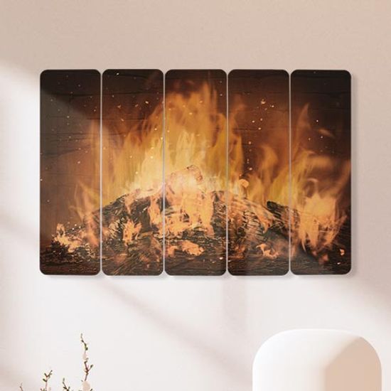 eh866-우드패널액자57.7CmX38Cm_활활타는장작불