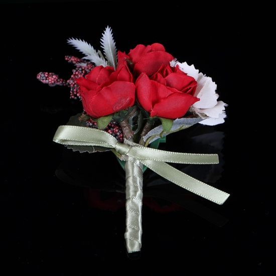 블룸 부토니에 브로치(레드) / 셀프웨딩 신랑코사지