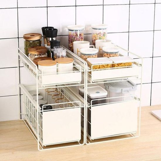 철제 슬라이딩선반 하부장 정리선반 슬림 화이트 L837