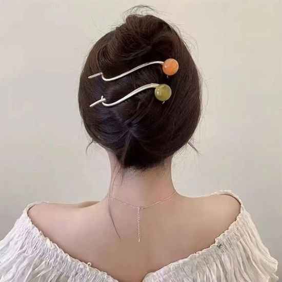 캔디 컬러 빅볼 8자 꼬임 클립 올림머리 헤어 집게핀