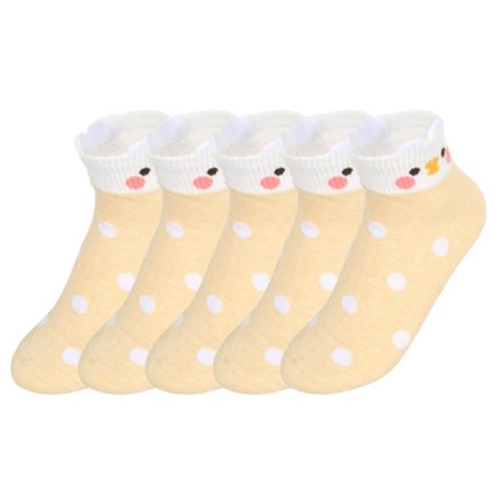 [쿠비카]도트앤줄무늬 애니 스니커즈 여성양말5족S029