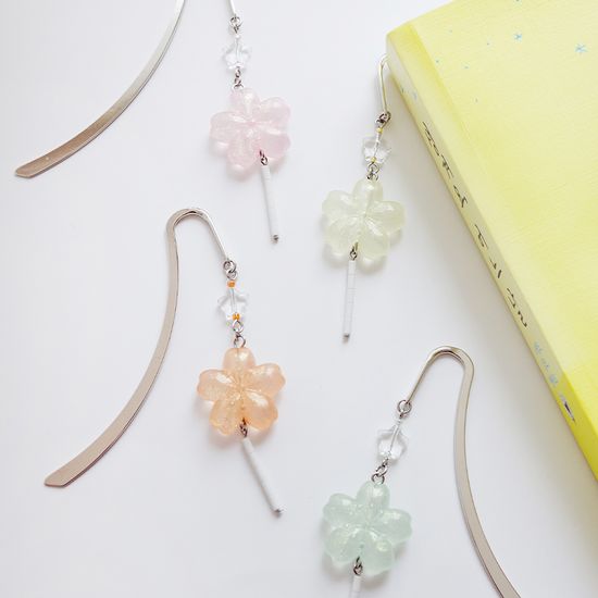 8color 벚꽃 막대사탕 책갈피 금속 북마크 야광