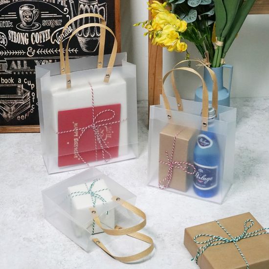 PVC 반투명 무지 손잡이 선물 포장 쇼핑백 가방