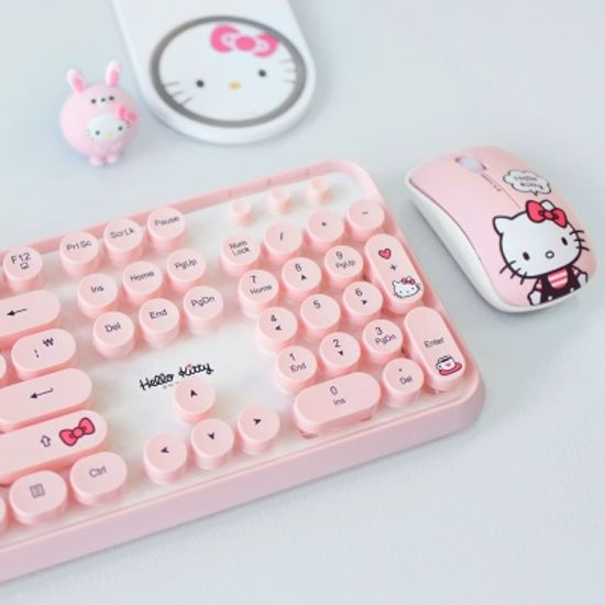 헬로키티 레트로 무선 키보드 마우스 세트  