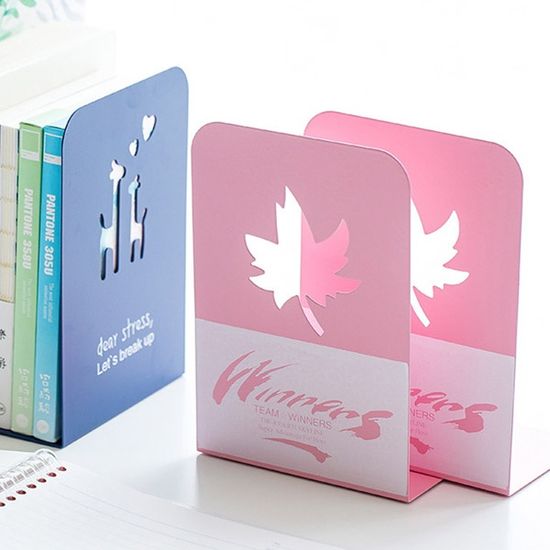 L형 미끄럼 방지 스틸 북엔드 2개 세트