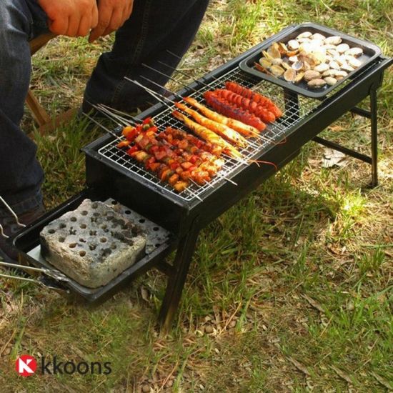 야외 캠핑용 바베큐 그릴 접이식 사각 화로대 60cm