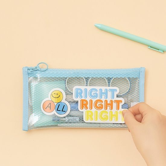 에코 투명 펜 파우치 더블 포켓_심플 메쉬 필통