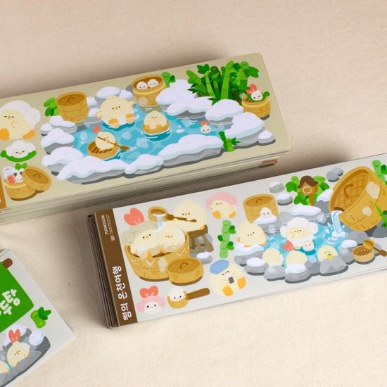 만두온천 힐링 배경 씰 스티커