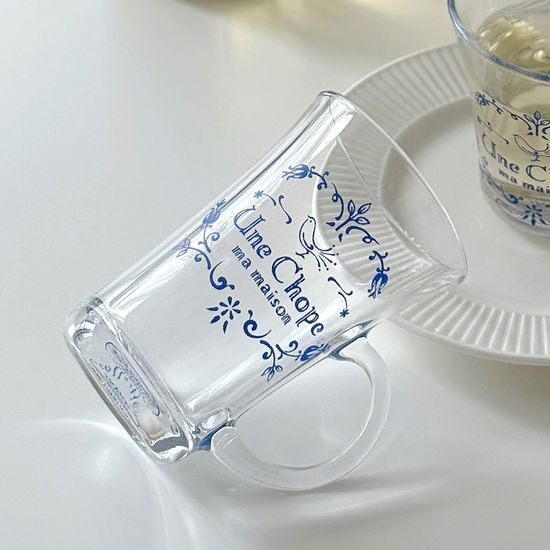 마메종 블루로즈 유리 글라스 머그 250ml 1p