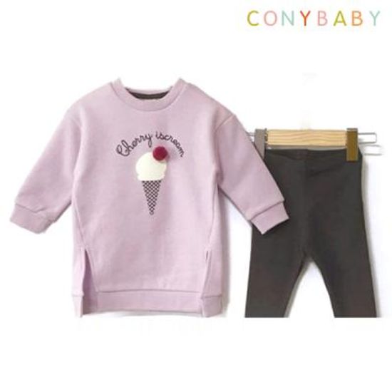 [CONY]아이스크림퍼플기모맨투맨 상하복세트