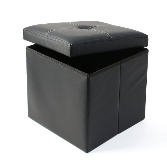 스툴스 인조가죽 수납의자(30cm) (블랙) 보조의자