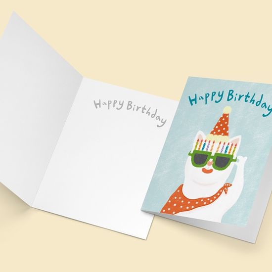생일카드 YA2305 - CAT HAPPY BIRTHDAY 캘리그라피 