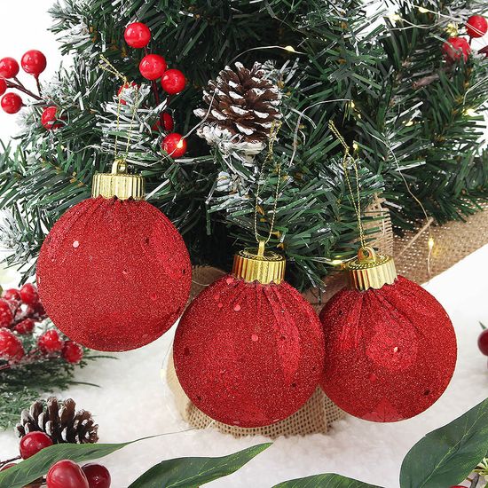 [도토로]블링 글리터 장식볼 3p(8cm) (샤인레드)