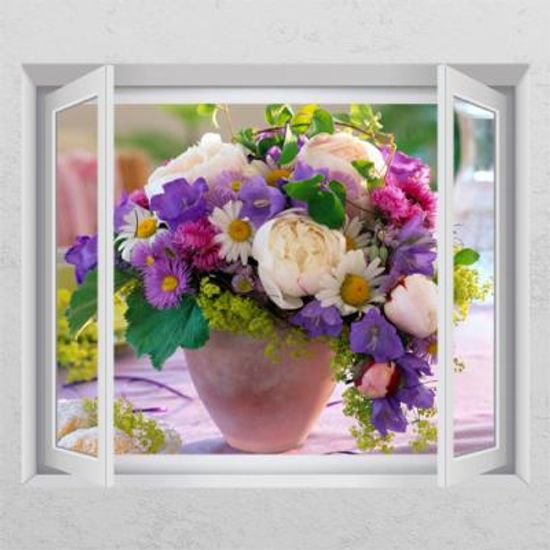 tc649-부귀영화의모란꽃화분5_창문그림액자