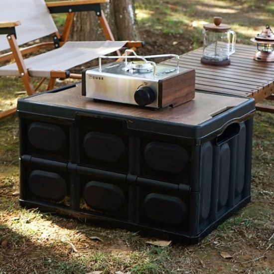 56L 캠핑 우드상판 폴딩박스 블랙(+방수백 증정)