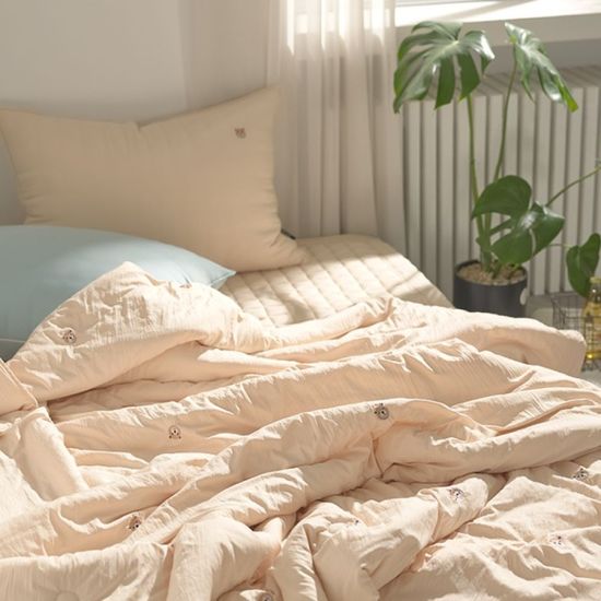 부드럽고 가벼운 곰돌이 자수 워싱 스프레드이불 세트