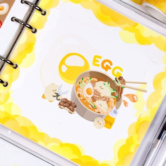 계란탁 모조지 스티커 - 삶은 계란