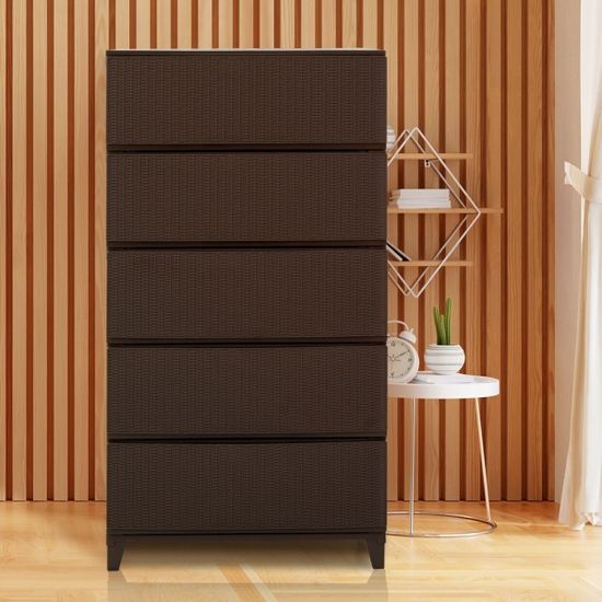 가든 라탄 서랍장 와이드형 5단 플라스틱 수납장