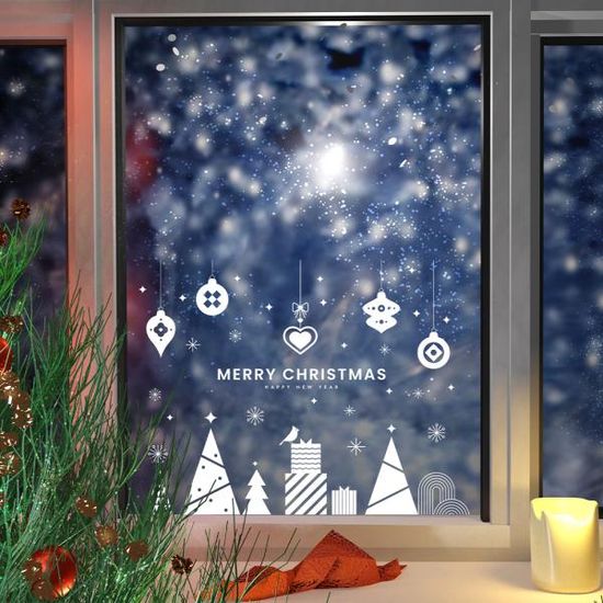 크리스마스 창문스티커 윈도우 시트지 7.눈내리는마을