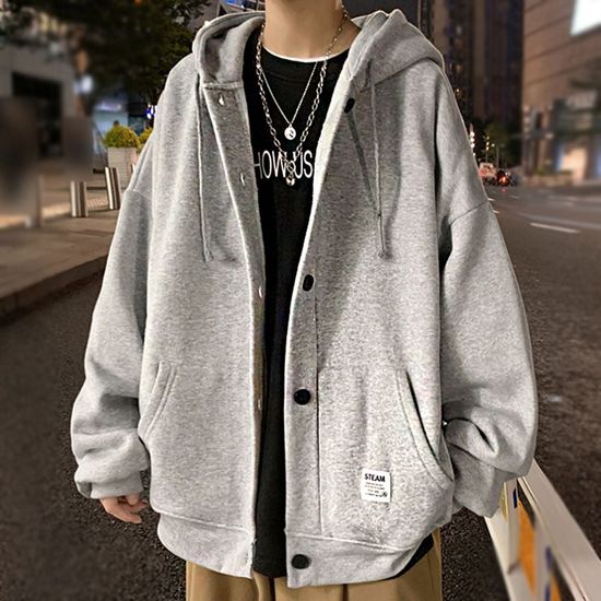 남성 오버핏 기모 후드 점퍼