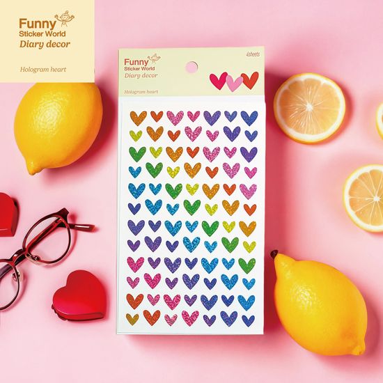 퍼니스티커 80-20H 반짝이 컬러 하트 홀로그램 스티커