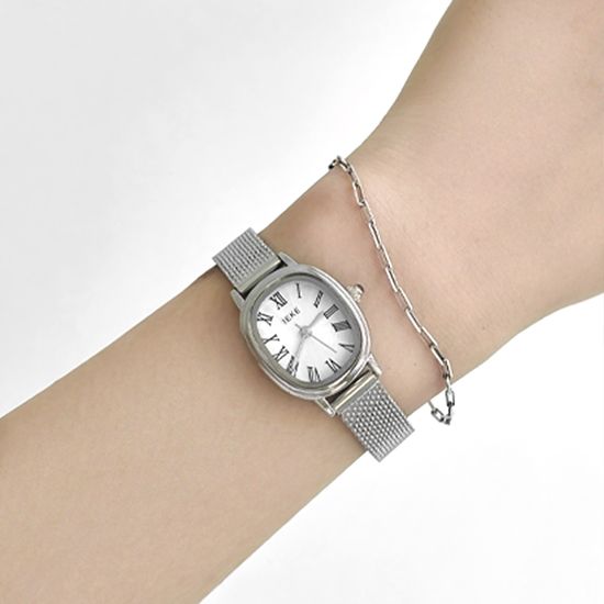 클래식 실버 타원 시계 2type