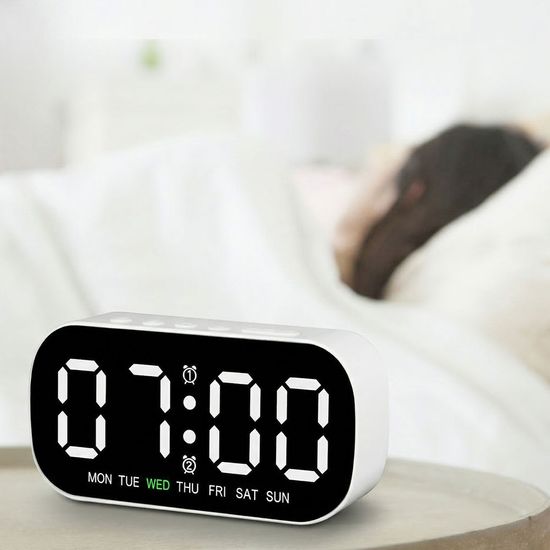 지니큐 LED 무소음 전자알람시계 온도 날짜 시간 탁상