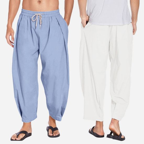 모르킨 남자 블루머 린넨 배기 마바지 와이드핏