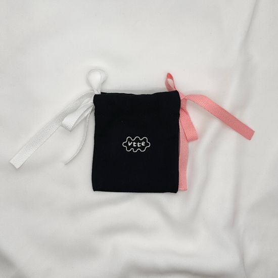 브떼 발레코어 리본 블랙 & 핑크 미니 파우치