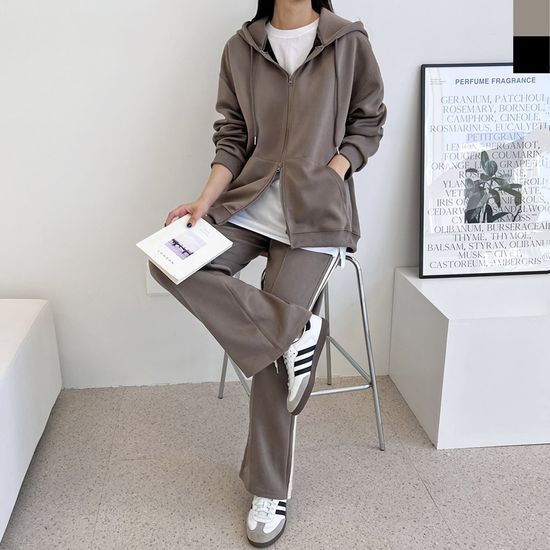 여자 커플 빅사이즈 오버핏 투웨이 후드 집업