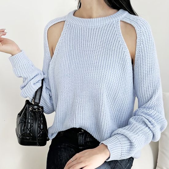여성 데일리 어깨트임 하찌 라운드 니트
