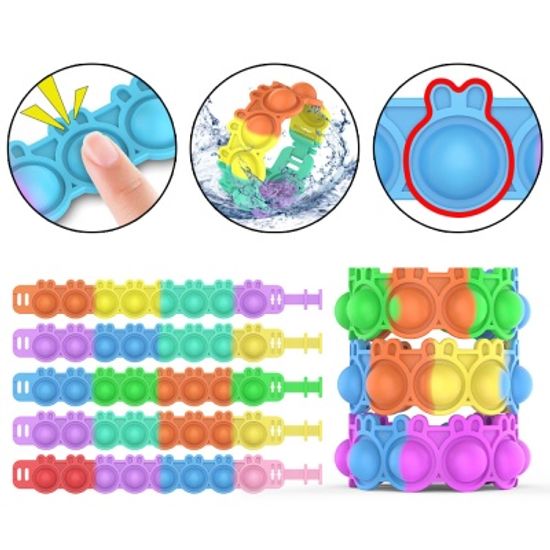 레인보우 토끼 팝잇 푸쉬팝 팔찌 밴드 뽁뽁이 장난감