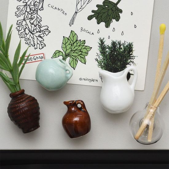 달항아리 유리 꽃병 오브제 백자 냉장고 자석