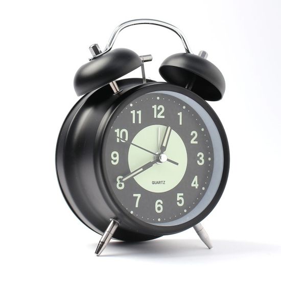 무소음 축광 야광 해머벨 탁상시계 (블랙)