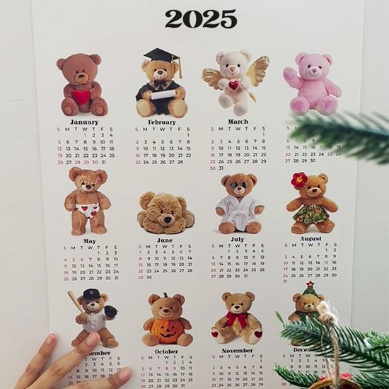 2025 오브제 테디베어 포스터 달력