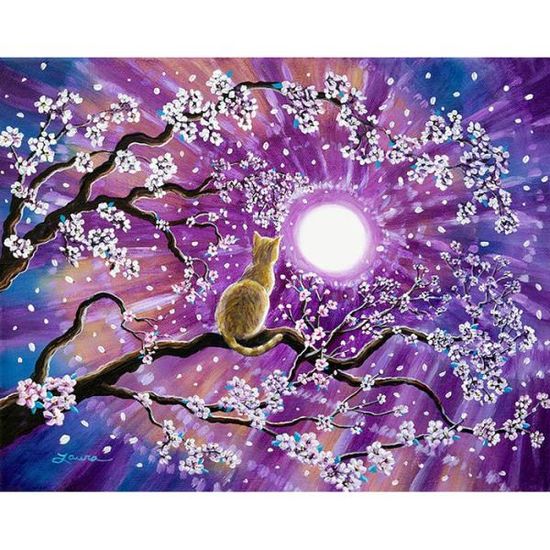달빛 고양이 1 (캔버스) 보석십자수 30x40