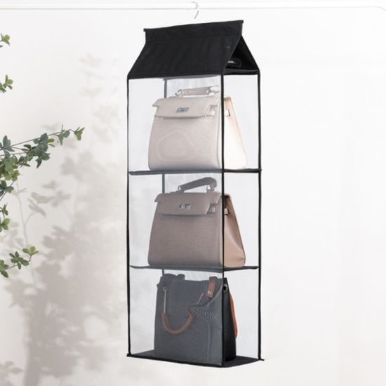 심플 걸이식 3칸 가방정리대 (블랙) 가방거치대