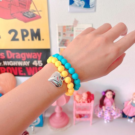 실버 하트 비즈 팔찌(8컬러)