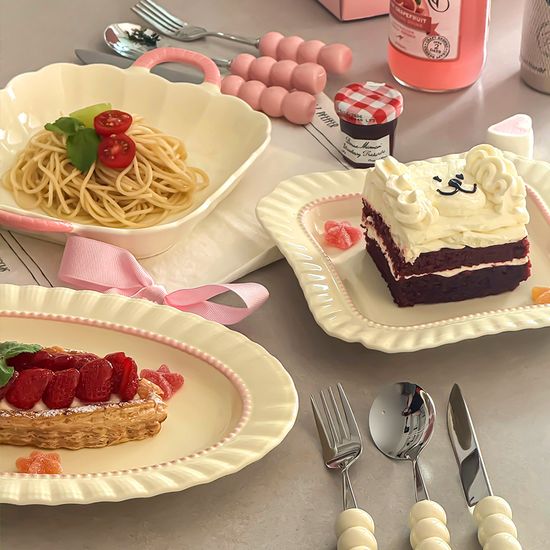 쁘띠 프릴 플레이트 감성 홈카페 접시 3종