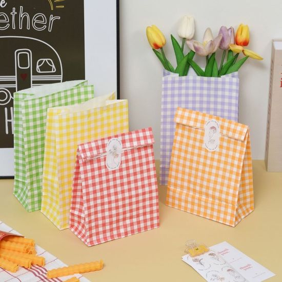 체크무늬 포장 봉투 선물 포장 종이백 종이봉투 5컬러