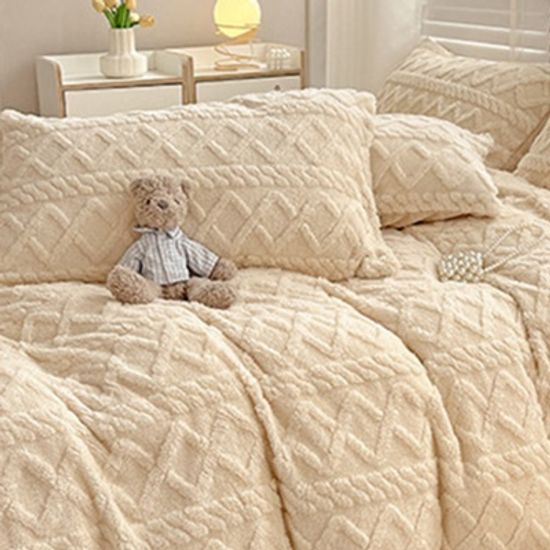 밀크 스웨이드 자카드 이불 시트 베개커버 세트 Q