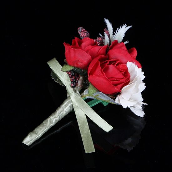 블룸 부토니에 브로치(레드) / 셀프웨딩 신랑코사지