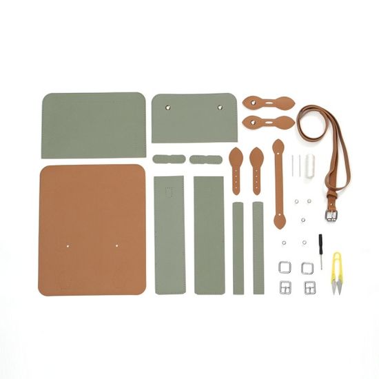 DIY 손바느질 가죽가방 키트(사첼백) (브라운+그린)