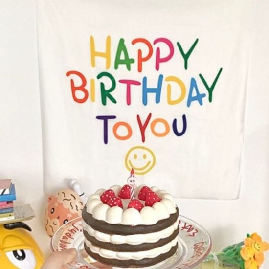 해피벌스데이 현수막 생일축하배너 스마일 플랜카드[W