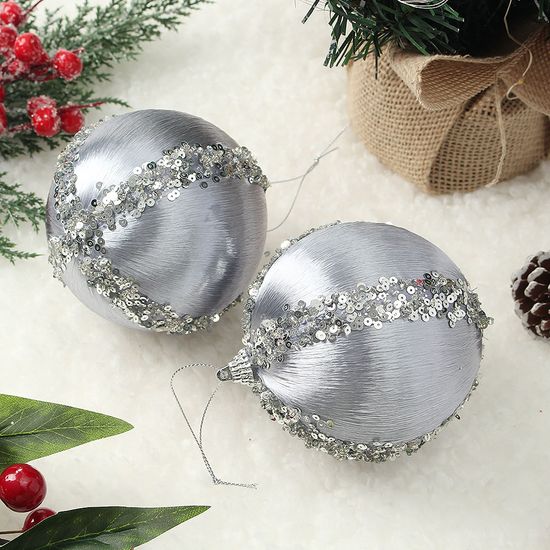 [도토로]로열실버 글리터 장식볼 2p(10cm) (실키프린