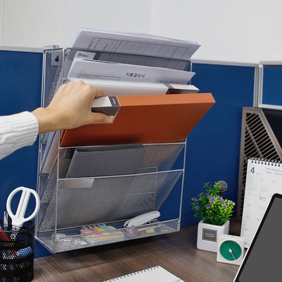 좁은 오피스 데스크 서류보관 파티션걸이 메탈 선반