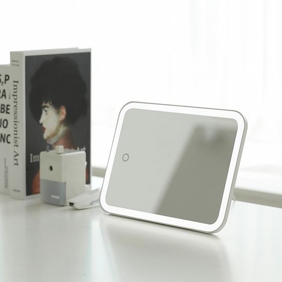 무아스 뷰티 스퀘어 메이크업 무선 LED 거울 휴대용