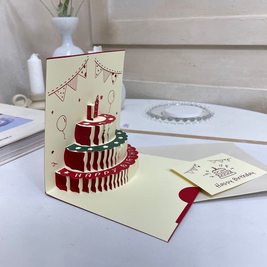 생일 축하 팝업 카드 입체 3d 파티 이벤트 문구 메시