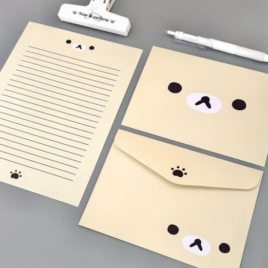 곰돌이 편지지 편지 편지봉투 세트 생일축하 메시지 